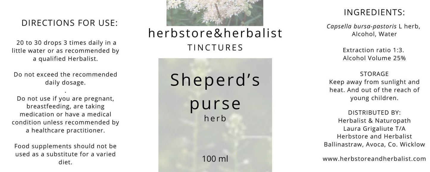 Herbstore and Herbalist Sheperds purse herb tincture