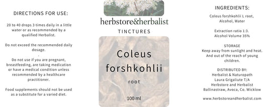 Herbstore & Herbalist Coleus forskohlii root tincture.