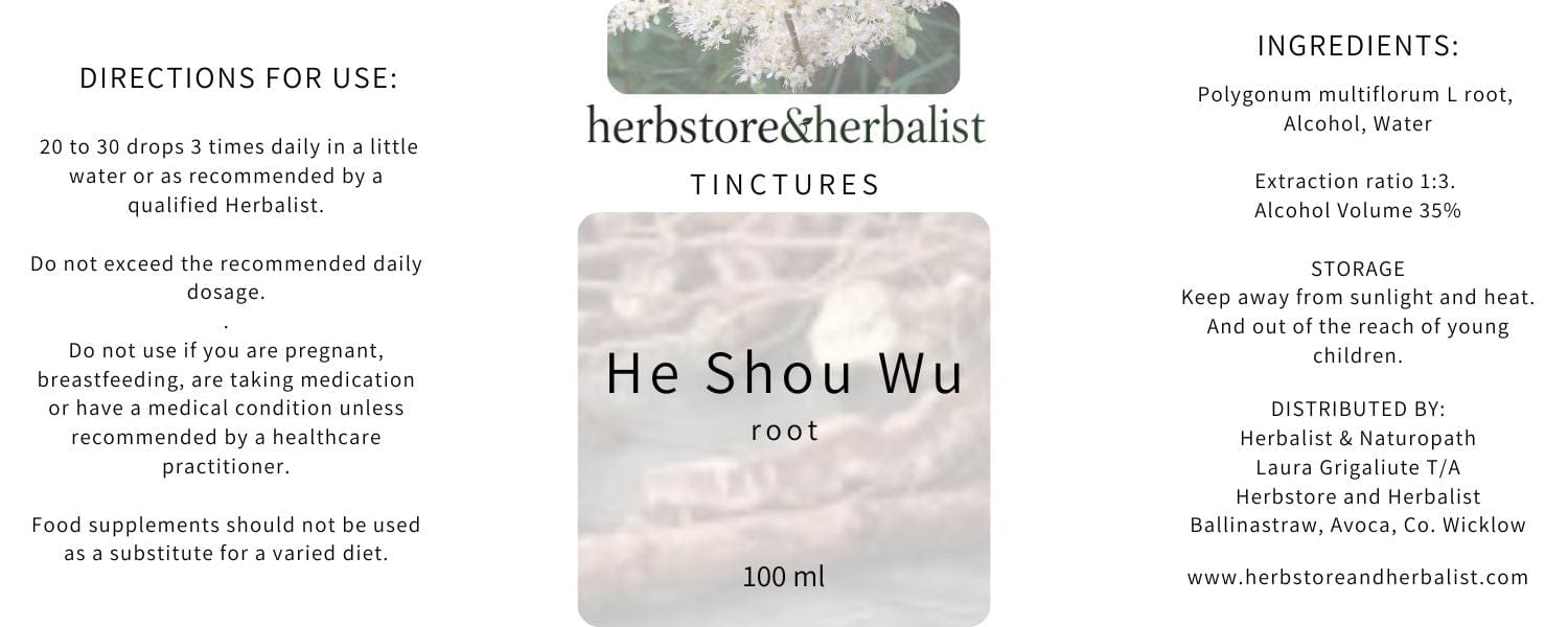 Herbstore & Herbalist He Shou Wu root tincture.