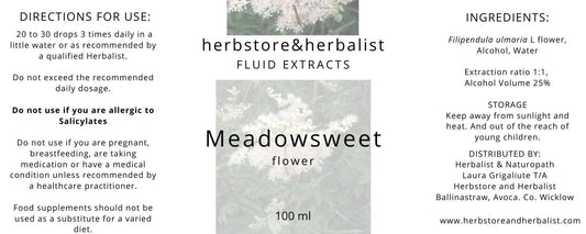 Herbstore and Herbalist Meadowsweet flower fluid extract