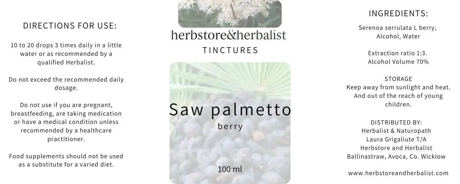 Herbstore & Herbalist Saw palmetto berry tincture.