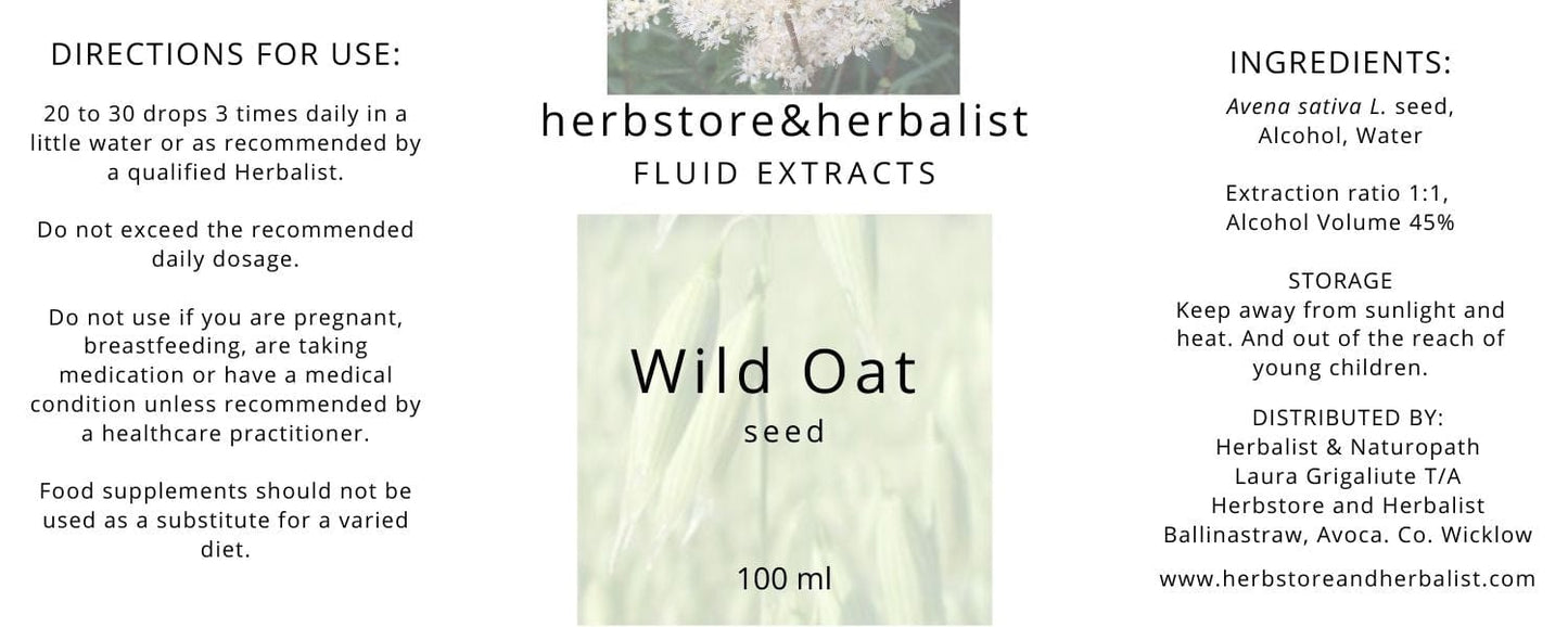 Herbstore and Herbalist Wild Oat seed fluid extract