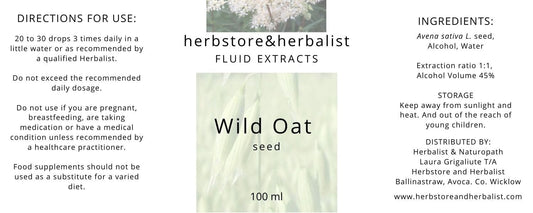 Herbstore and Herbalist Wild Oat seed fluid extract